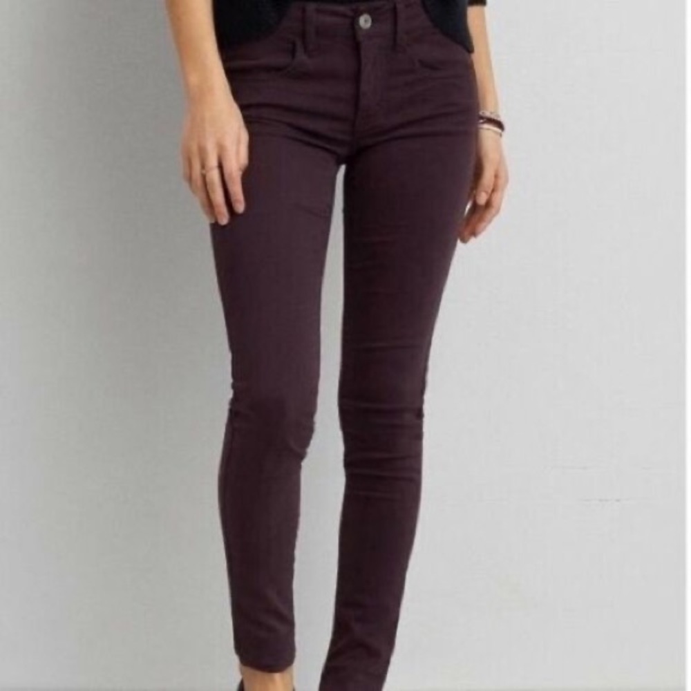 American Eagle purple skinny jeans
